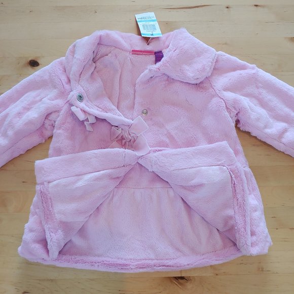 Precious pink faux fur coat with bows - Picture 2 of 8